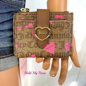 Juicy Couture Addicted To Love Heart Print Tab ID Card Case NWT